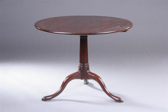 Appraisal: GEORGE III MAHOGANY TILT-TOP TABLE late th century Circular top