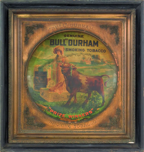 Appraisal: Excellent wood and tin lithograph Bull Durham tobacco advertising sign