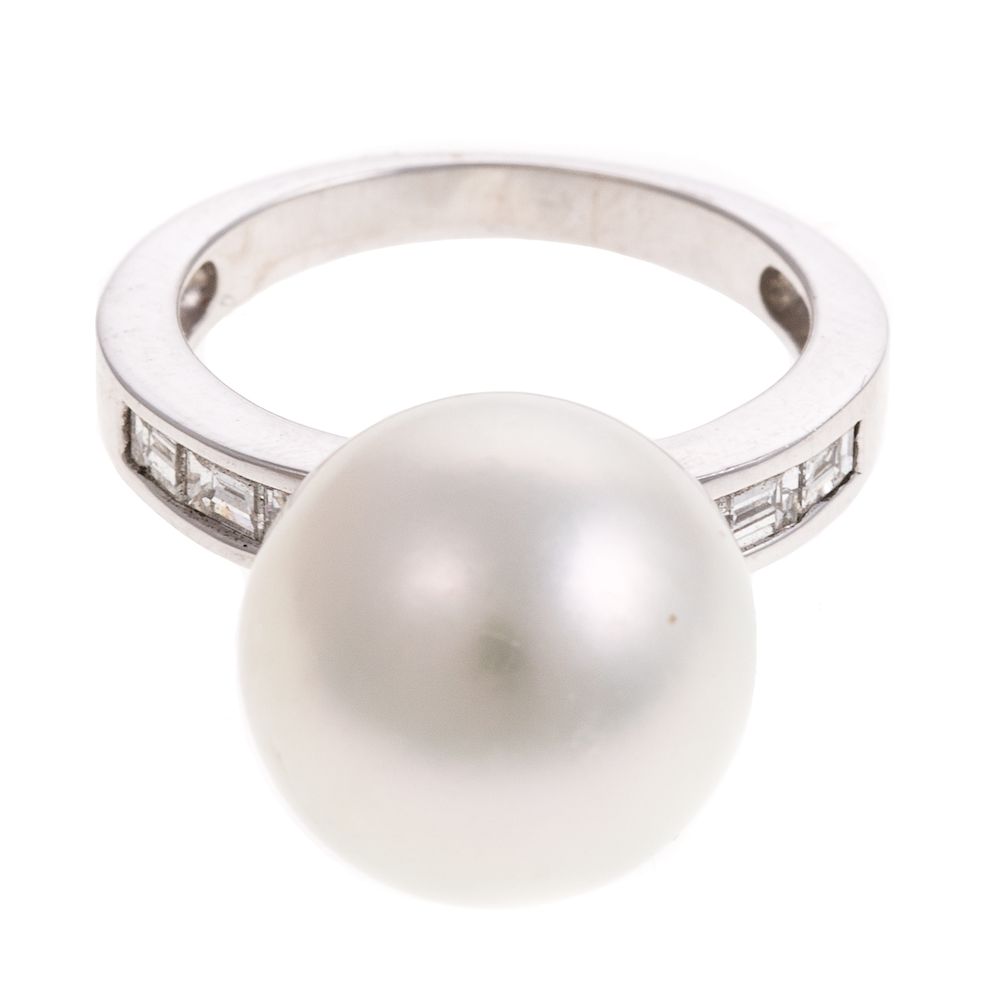 Appraisal: A Ladies South Sea Pearl Diamond Ring in K K