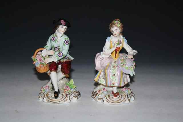 Appraisal: A PAIR OF SITZENDORF FIGURES - a gallant and female