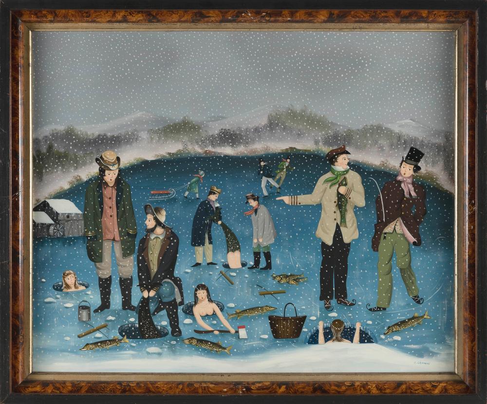 Appraisal: RALPH EUGENE CAHOON JR MASSACHUSETTS - ICE FISHING OIL ON