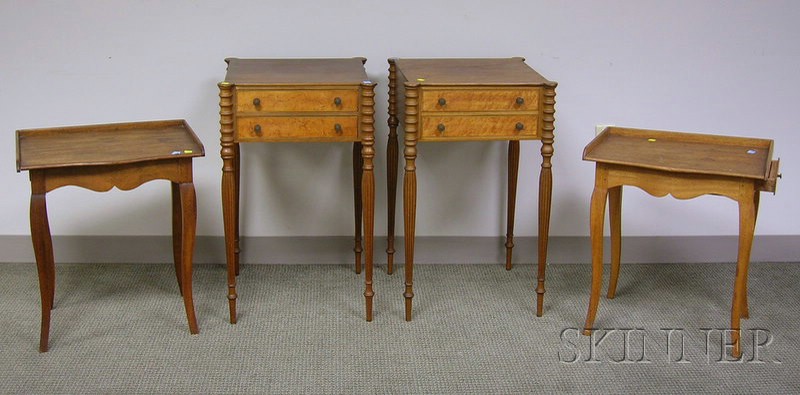 Appraisal: Two Pairs of Stands a pair of Federal-style inlaid mahogany