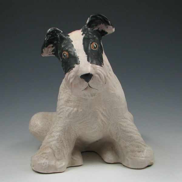 Appraisal: Weller Terrier Garden Figurine unmarked ''h one tiny glaze chip