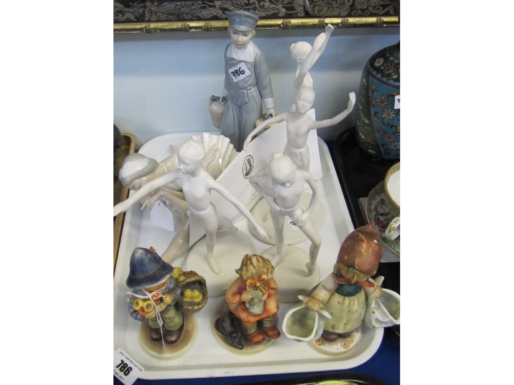 Appraisal: Four bisque porcelain ballerina figures three Hummels including Mother's Darling