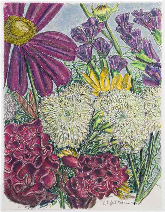 Appraisal: Kylis Winborne American th century Mixed Bouquet cray-pas on paper