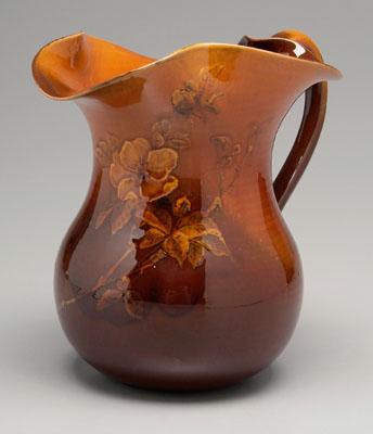 Appraisal: Rookwood pitcher standard glaze with floral and leaf decoration marks