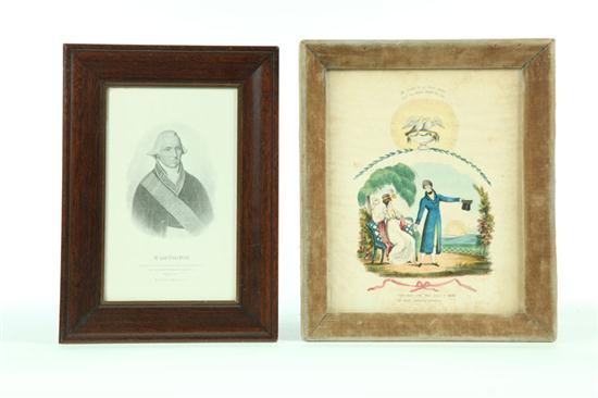 Appraisal: TWO PRINTS American First half- th century handcolored engraved valentine