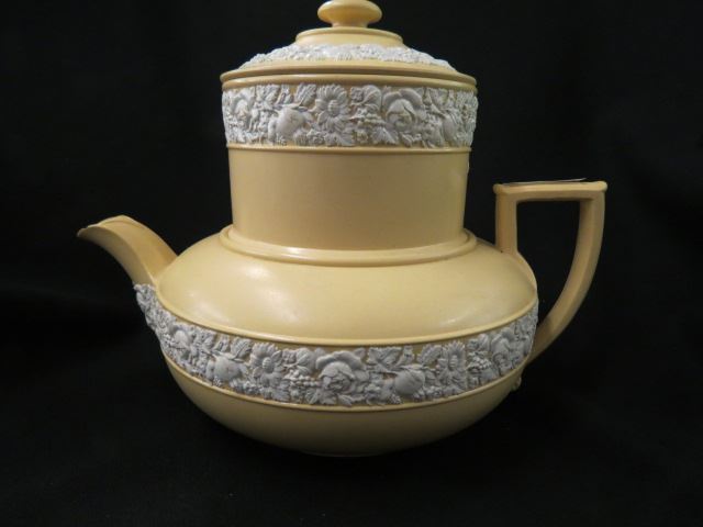 Appraisal: Wedgwood Jasperware Large Teapot and Strainers top compartment for tea