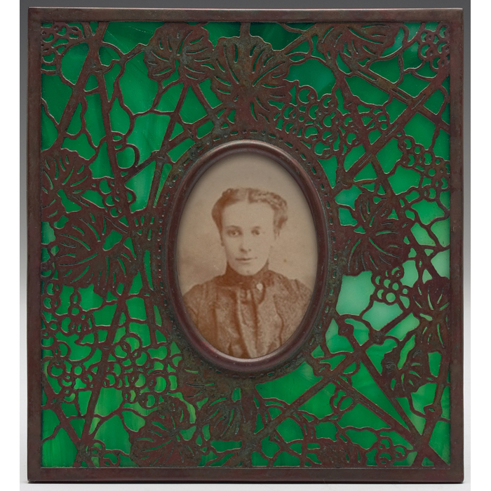 Appraisal: Tiffany Studios frame bronze in the Grape pattern over green