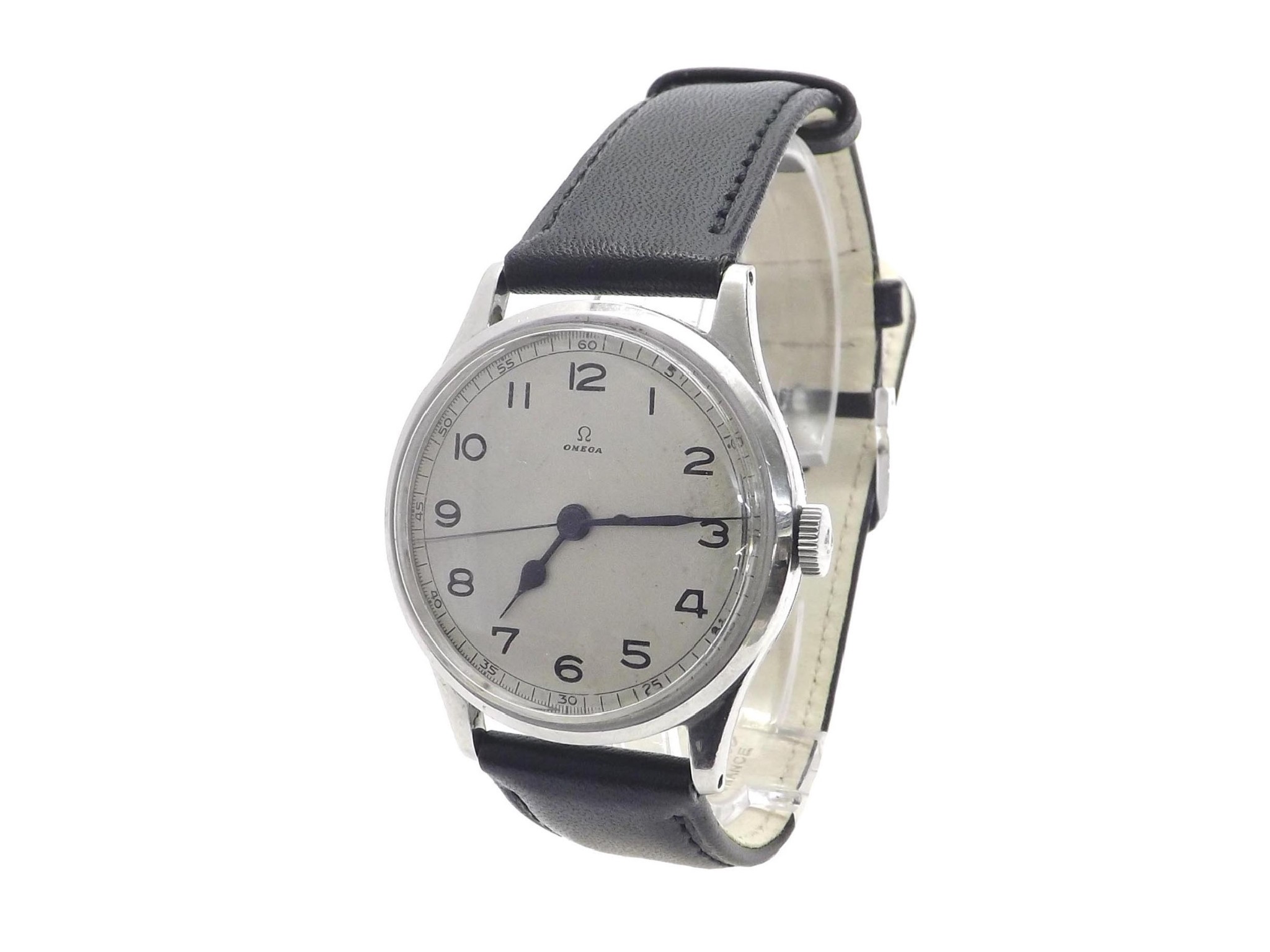 Appraisal: Omega stainless steel gentleman's wristwatch circa silvered dial with Arabic