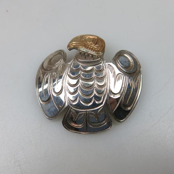 Appraisal: Haida Sterling Silver Eagle Brooch Pendant with engraved and overlain