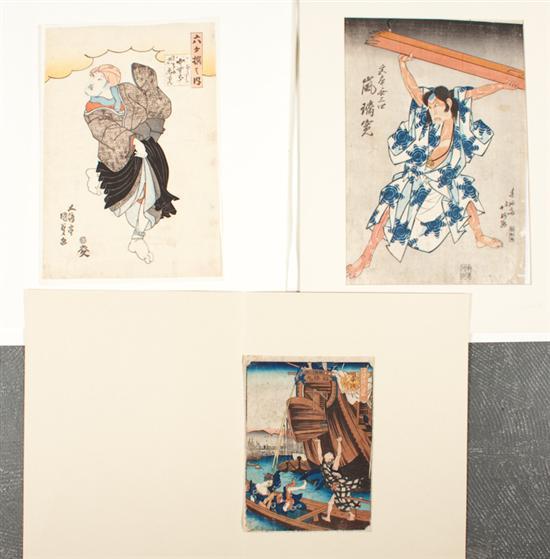 Appraisal: Three th century Japanese color woodblock prints Kunisada - Man