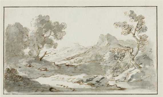 Appraisal: DIETZSCH JOHANN CHRISTOPH Nuremberg Landscape study Brown and grey pen