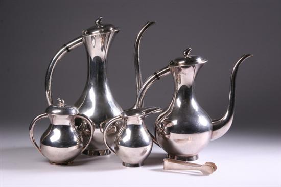 Appraisal: FIVE-PIECE MODERNIST SILVER COFFEE SERVICE Probably South American early to