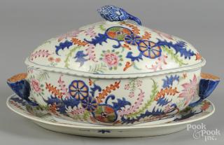 Appraisal: Chinese export porcelain pseudo tobacco leaf tureen and undertray th