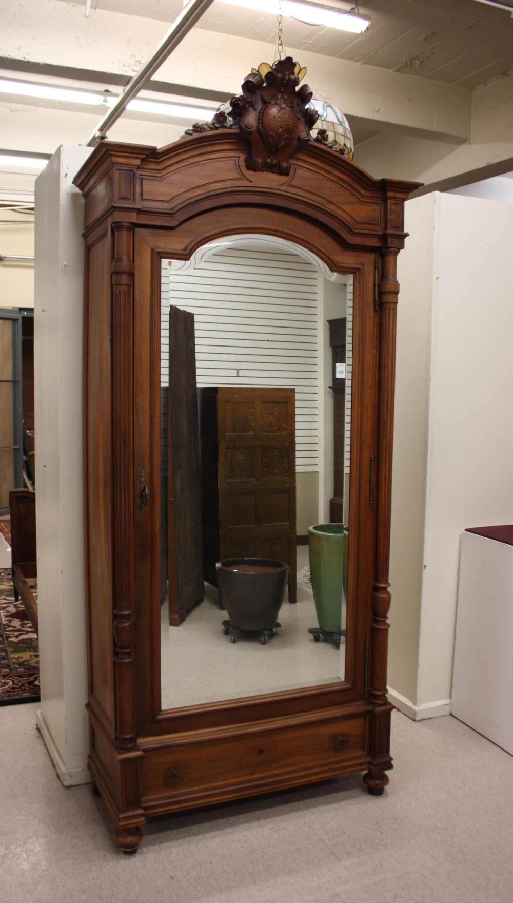 Appraisal: LOUIS XVI STYLE SINGLE-DOOR WALNUT ARMOIRE French c H x