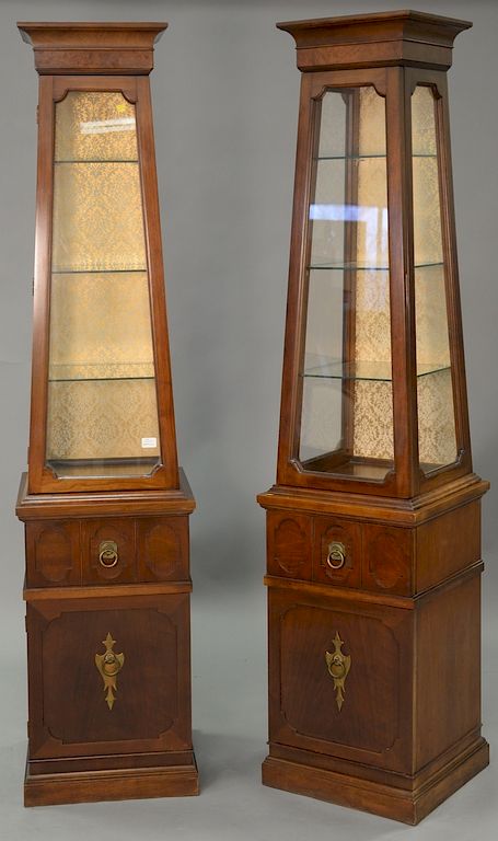 Appraisal: Pair of two part curio cabinets signed Thomasville ht in