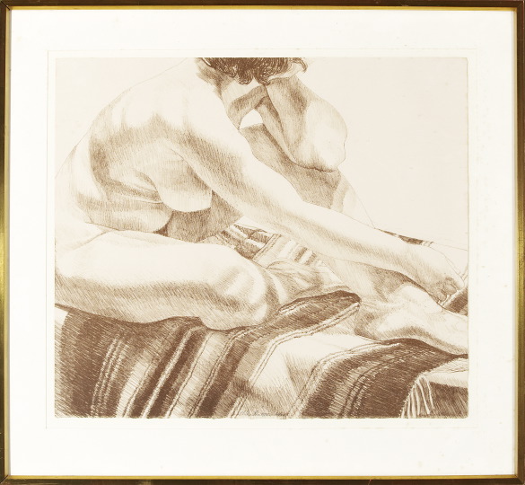 Appraisal: Philip Pearlstein American b Nude on a Striped Rug lithograph