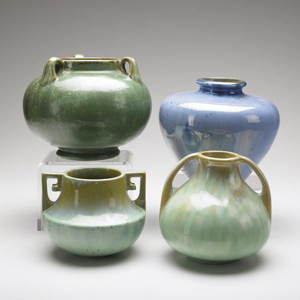 Appraisal: FULPER Four vases in assorted vases in assorted glazed including