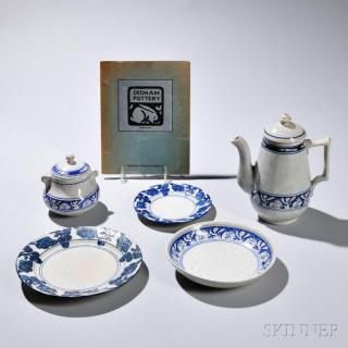 Appraisal: Five Dedham Pottery Tableware Items and a Catalog Glazed earthenware