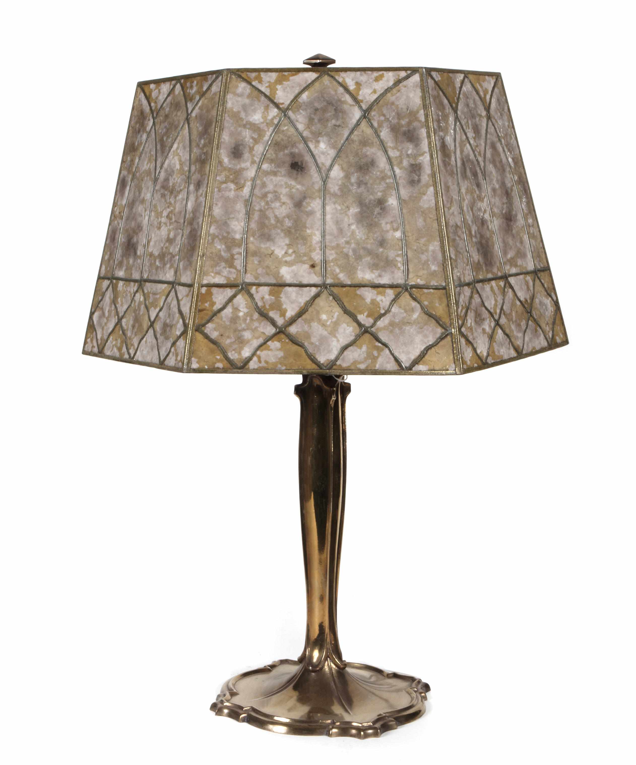 Appraisal: A Bradley Hubbard mica and brass table lamp early th