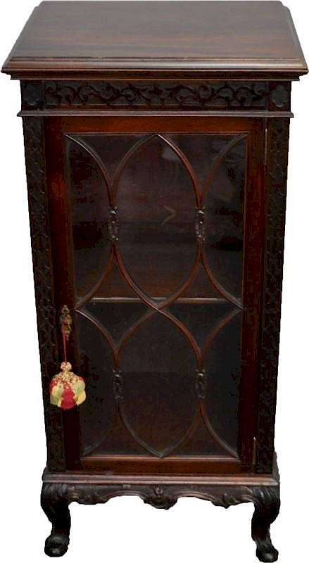 Appraisal: ANTIQUE ENGLISH CHIPPENDALE DISPLAY MUSIC CABINET Fine Quality Antique English