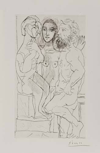 Appraisal: PABLO PICASSO Sculpteur Mod le et Sculpture assise Drypoint x