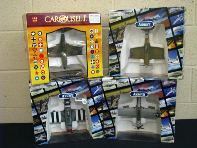 Appraisal: Four Precision Model Airplanes including Franklin Mint Spitfire P- Mustang