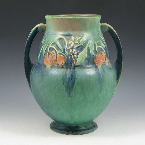 Appraisal: Roseville Baneda - handled vase in blue and green with