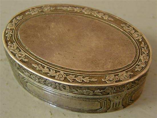 Appraisal: th century Continental white metal oval snuff box embossed with