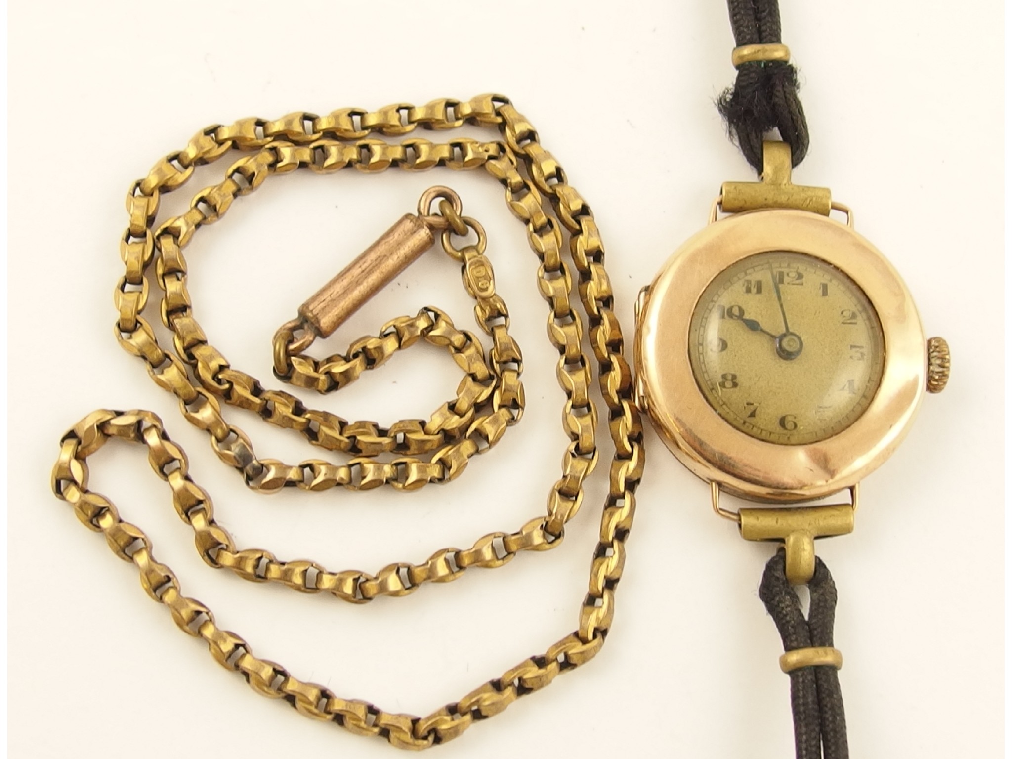 Appraisal: A ct chain with a ct case ladies vintage watch