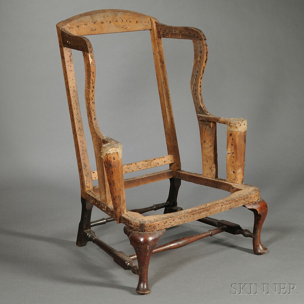 Appraisal: Queen Anne Walnut Easy Chair probably Massachusetts - the arched