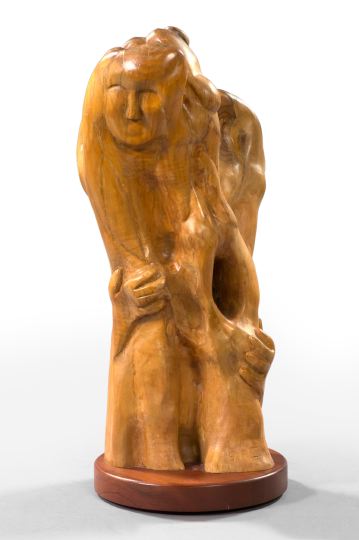 Appraisal: American Carved Cypress Knee Sculpture of The Embrace signed at