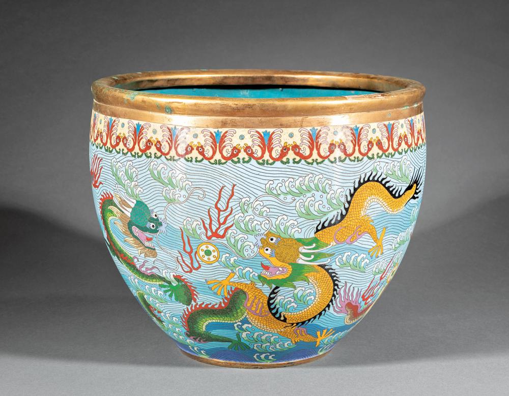 Appraisal: Chinese Cloisonn Enamel Jardini re th c decorated with dragons