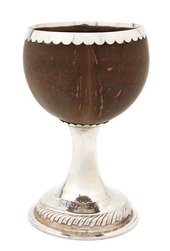 Appraisal: n Irish Silver Coconut Chalice John Laughlin Dublin circa having