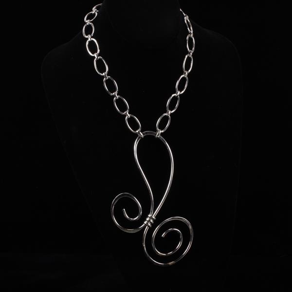 Appraisal: Napier Sterling Silver Modernist Necklace with Large Curled Pendant pendant