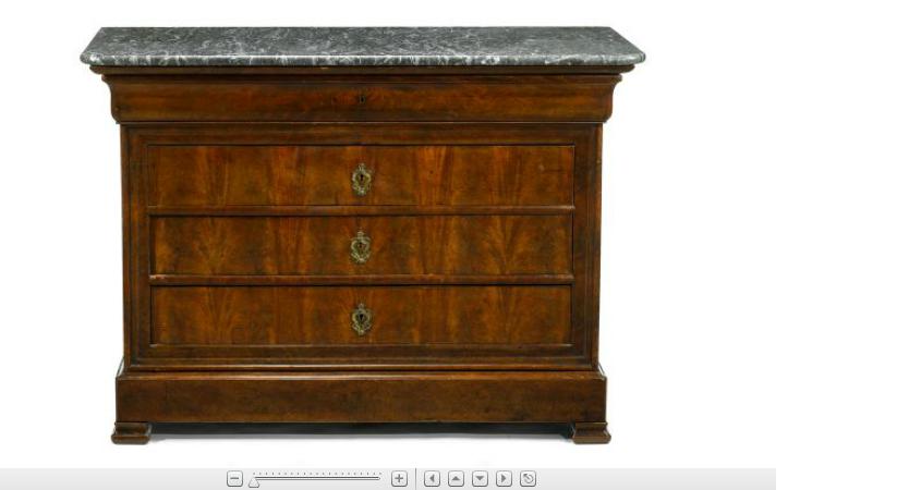 Appraisal: Empire mahogany marble top commode The rectangular grey marble top