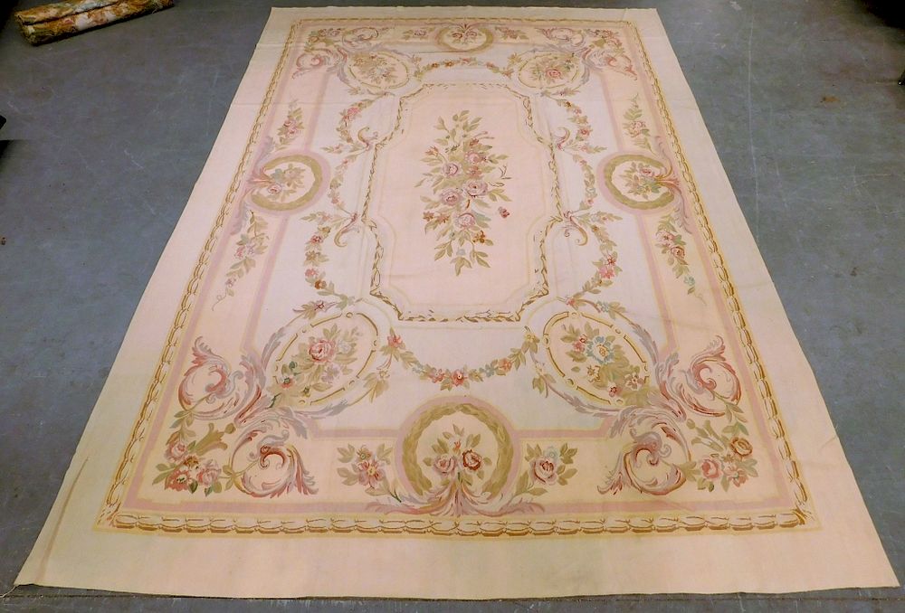 Appraisal: French Cream Sino Aubusson Flat Weave Rug Textile France th