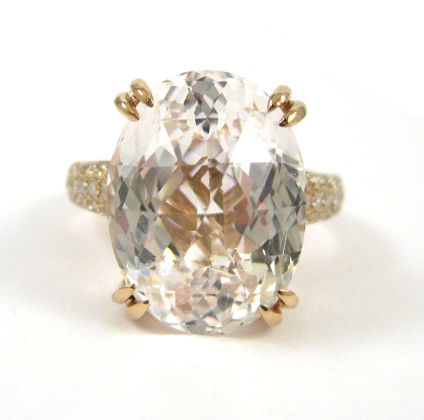 Appraisal: DANBURITE DIAMOND AND ROSE GOLD RING The k rose gold