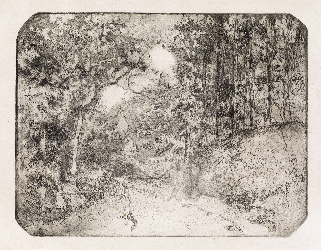 Appraisal: CAMILLE PISSARRO Chemin sous bois Pontoise Aquatint and etching printed