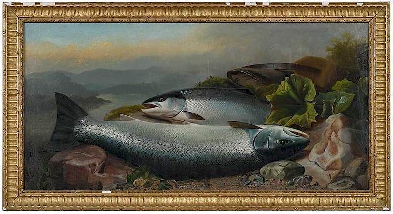 Appraisal: John Bucknell Russell Scottish - Salmon on a River Bank