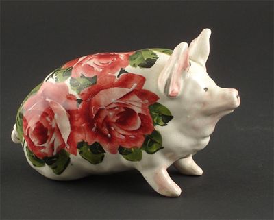 Appraisal: Cabbage Rose' a Wemyss pottery pig painted in shades of