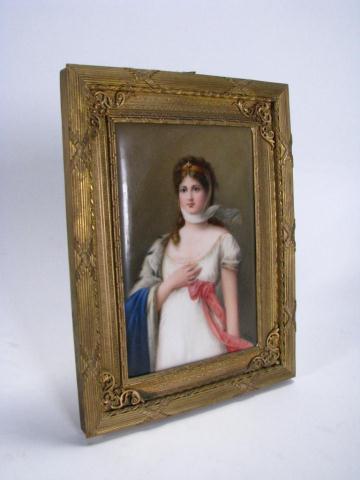 Appraisal: Antique Portrait On Porcelain Queen Louise signed in lower right