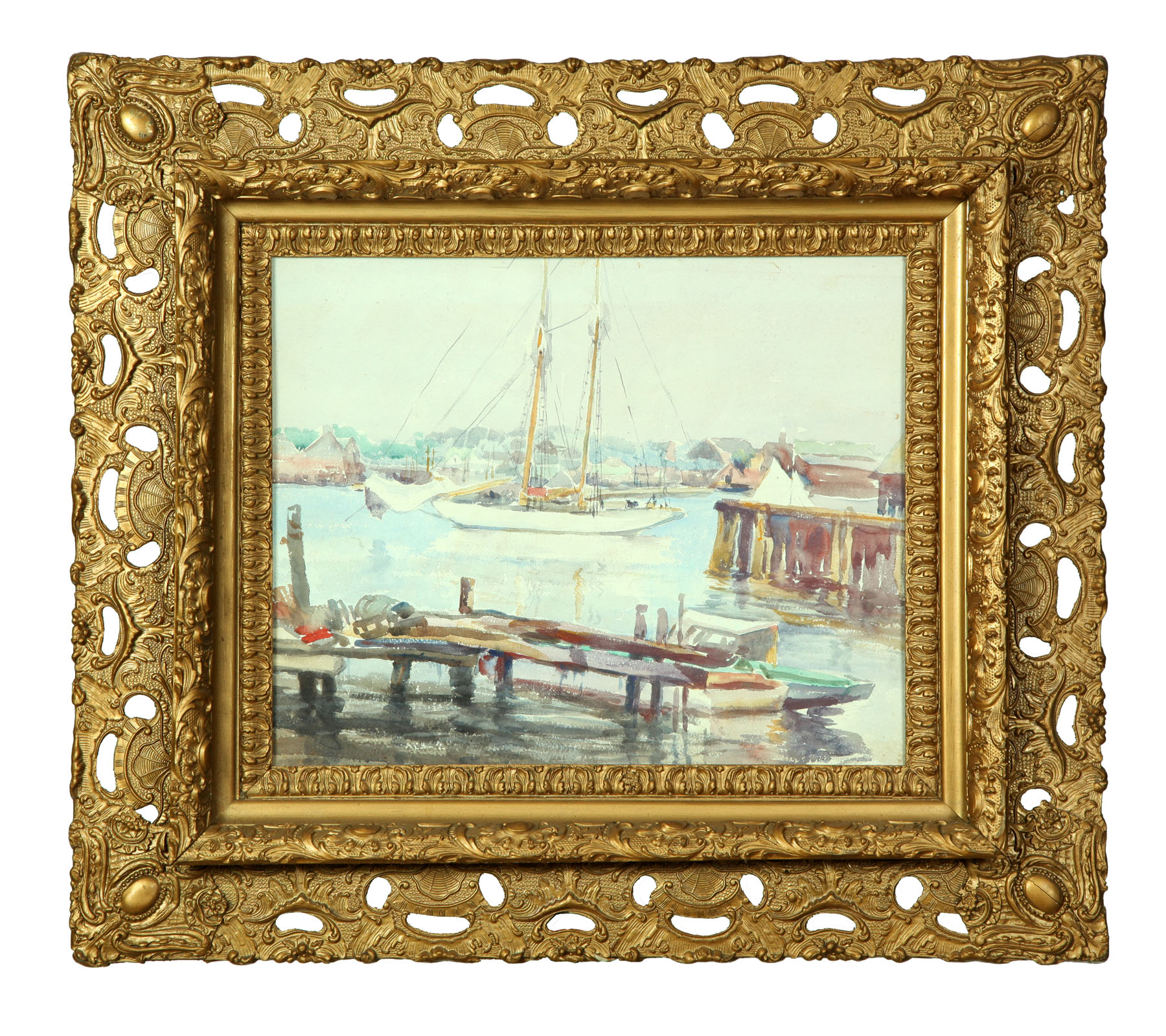 Appraisal: HARBOR SCENE BY ALICE JUDSON NEW YORK - Watercolor on