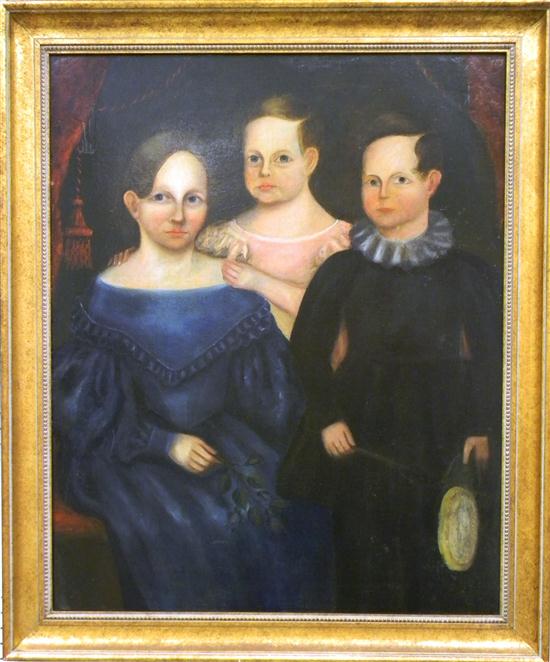 Appraisal: American Schoool early th C family portrait including a young