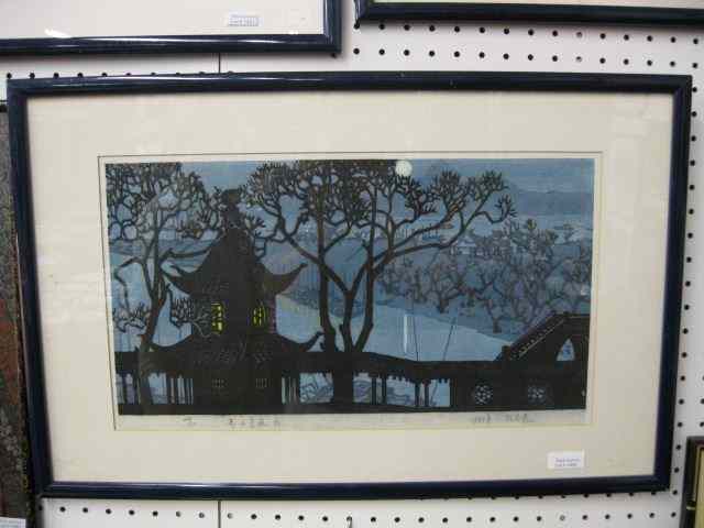 Appraisal: Sun Zhi-Liang Woodblock ''Hanshang Temple'' listed artist born this fine