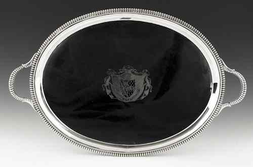 Appraisal: English silver tray - bearing the touch of Robert Garrard