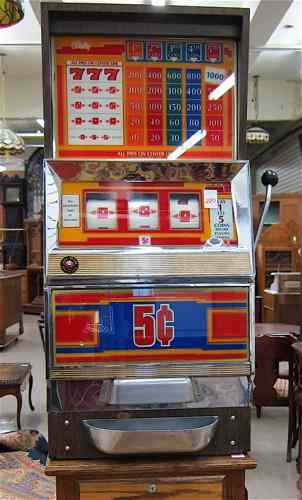 Appraisal: BALLY FIVE CENT SLOT MACHINE ON STAND model - c