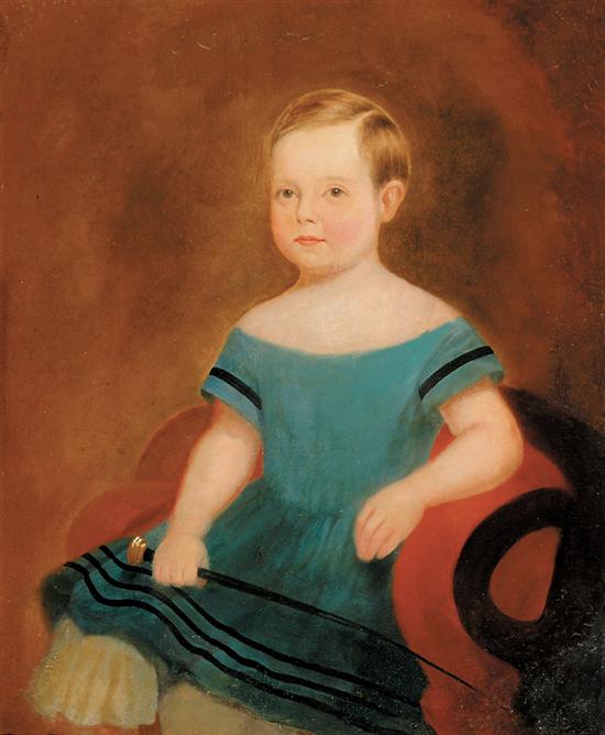 Appraisal: American school th century PORTRAIT OF YOUNG CHILD oil on