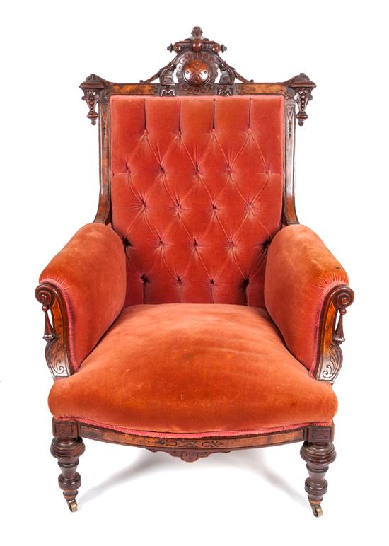 Appraisal: Sale Lot A Victorian Walnut Armchair second half th century